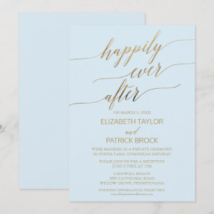 Invitación Huida con Caligrafía Elegante de Oro y Azul
