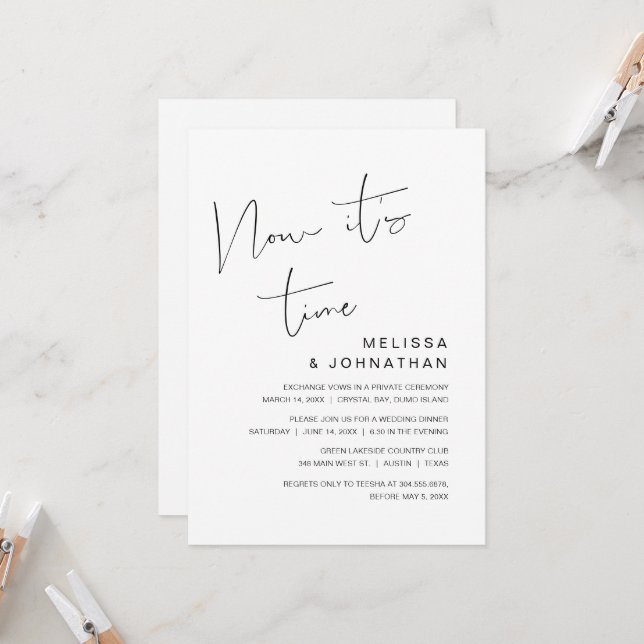 Invitación Huida de boda, Ahora es el momento  (Anverso/Reverso In Situ)