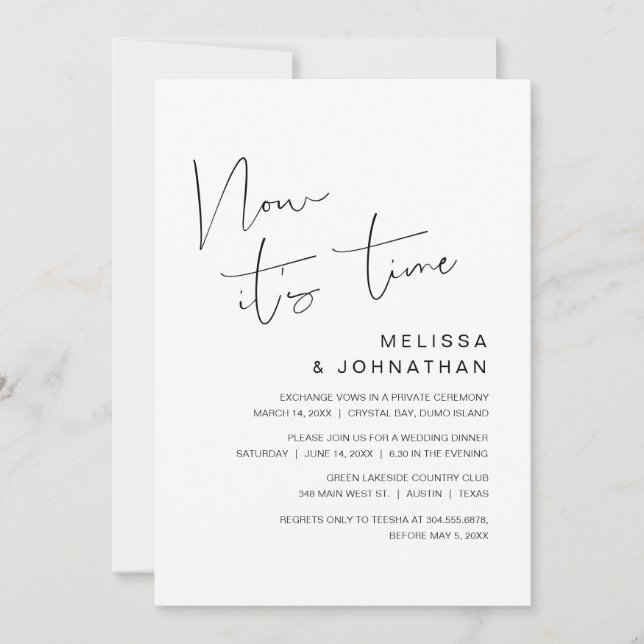 Invitación Huida de boda, Ahora es el momento (Anverso)