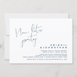 Invitación Huida de Boda, Ahora vamos a festejar, Azul Marino