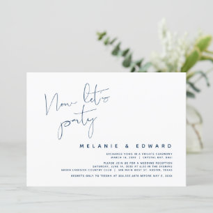 Invitación Huida de Boda, Azul Marino, Ahora vamos a festejar