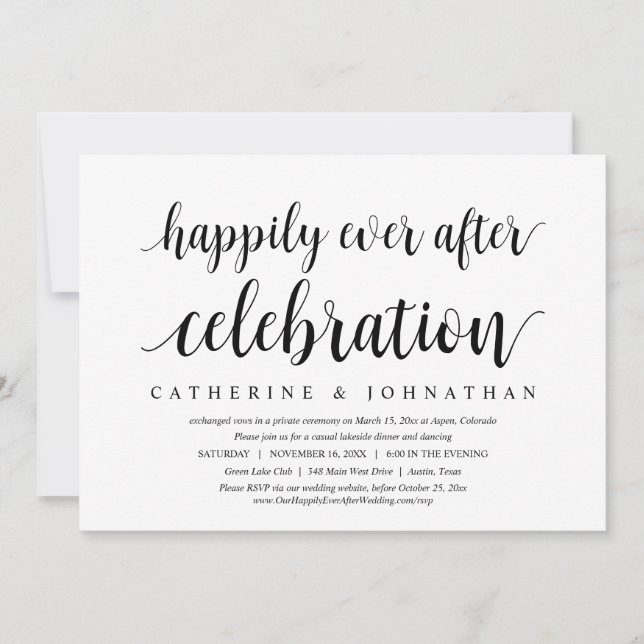 Invitación Huida de boda, Celebración de Felices para Siempre (Anverso)