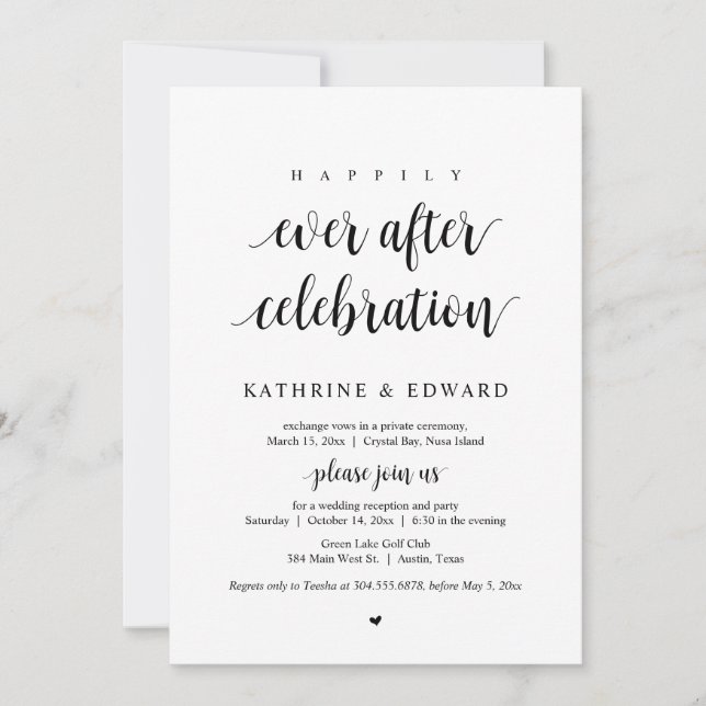 Invitación Huida de Boda, Celebración Feliz para Siempre (Anverso)