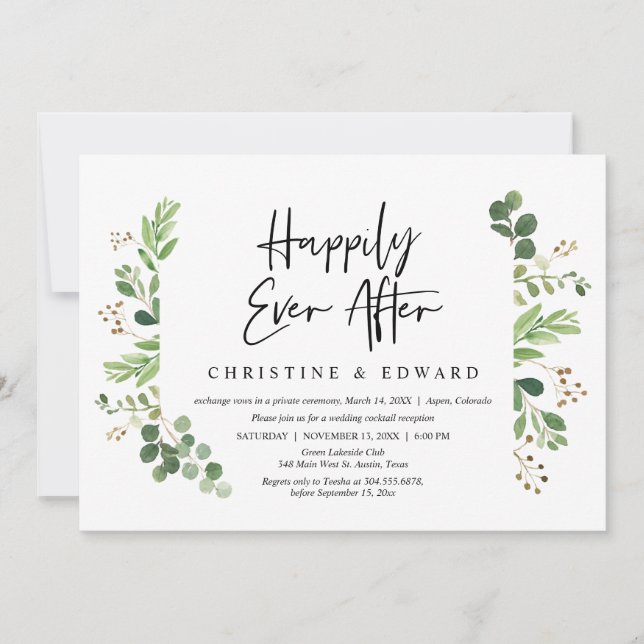 Invitación Huida de boda, cena Felices para siempre (Anverso)