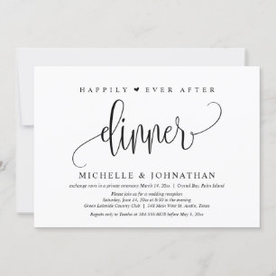 Invitación Huida de Boda, Cena Feliz para Siempre