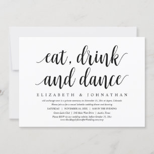 Invitación Huida de boda, comer, beber y bailar