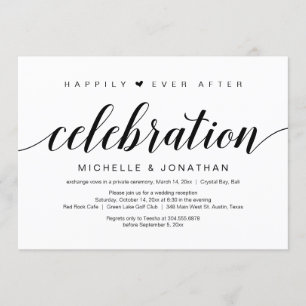 Invitación Huida de boda, elegante letra cursiva negra