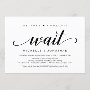 Invitación Huida de boda, elegante letra negra