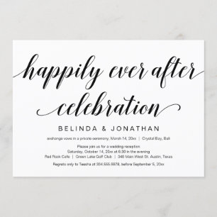 Invitación Huida de Boda, Escritura Negra Elegante y Clásica
