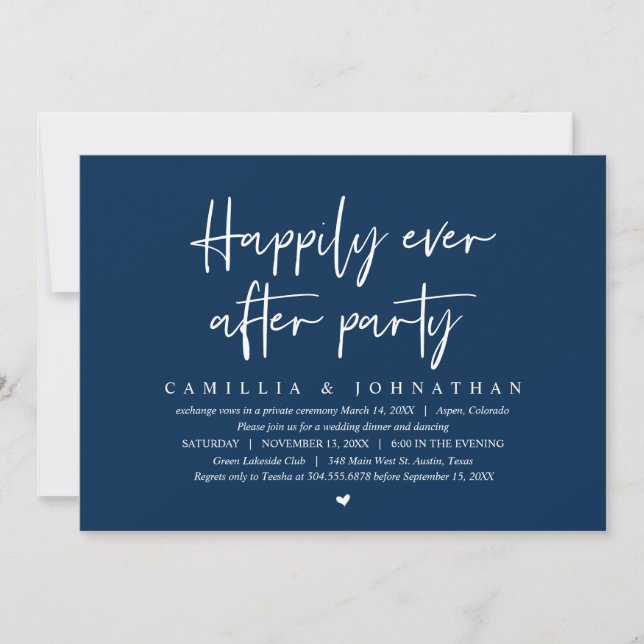 Invitación Huida de boda, fiesta de feliz para siempre (Anverso)