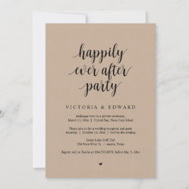 Invitación Huida de Boda, Fiesta de Feliz para Siempre, kraft