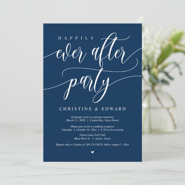 Invitación Huida de Boda, Fiesta Felices para Siempre (Anverso de pie)