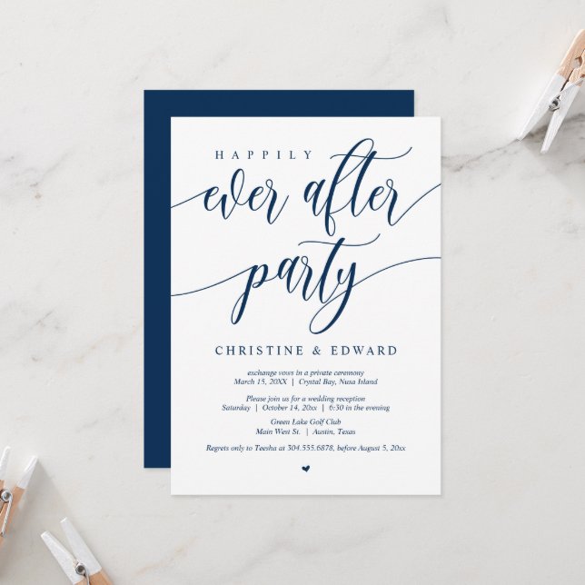 Invitación Huida de boda, Fiesta Felices para Siempre  (Anverso/Reverso In Situ)