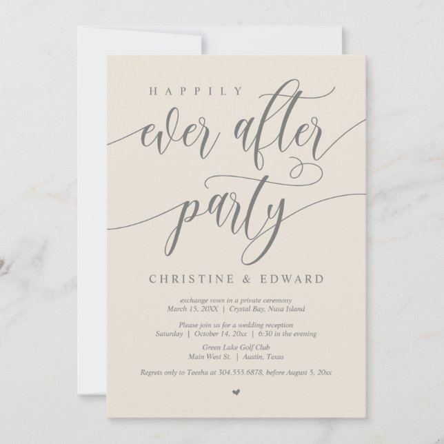 Invitación Huida de Boda, Fiesta Felices para Siempre (Anverso)