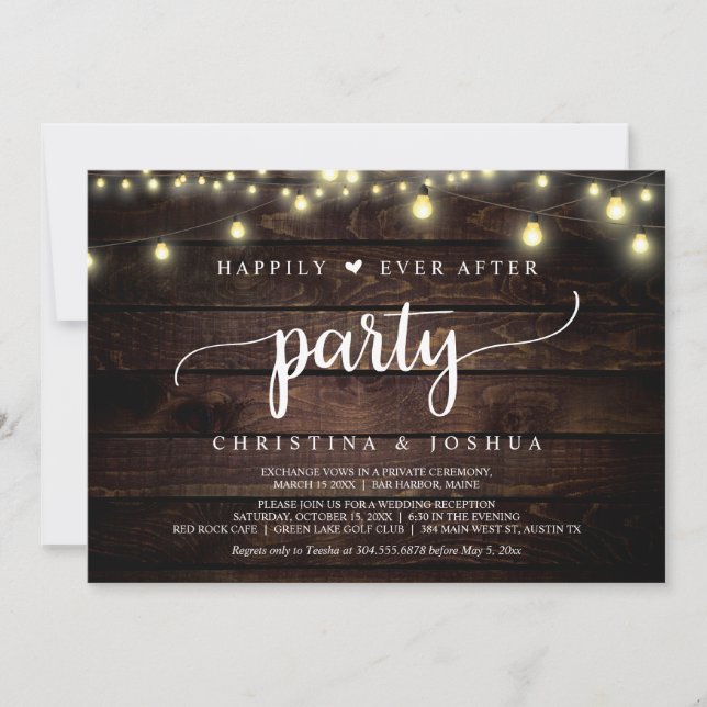 Invitación Huida de Boda, Fiesta Felices para Siempre (Anverso)