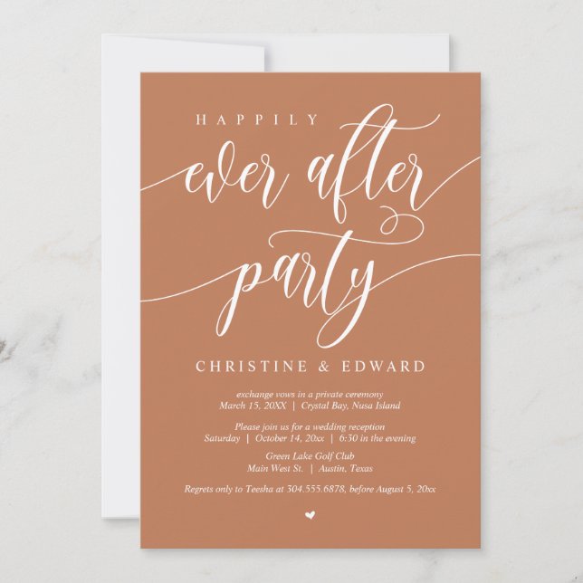 Invitación Huida de boda, Fiesta Felices para Siempre (Anverso)