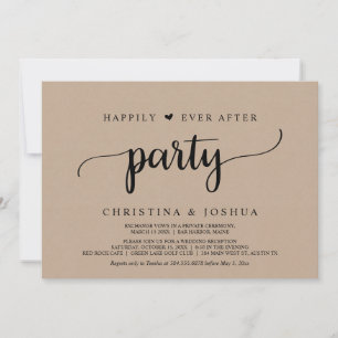 Invitación Huida de boda, Fiesta Felices para Siempre, kraft