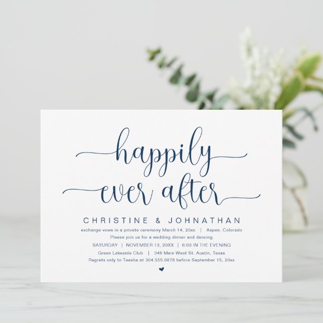 Invitación Huida de Boda, Fiesta Feliz para Siempre (Anverso de pie)