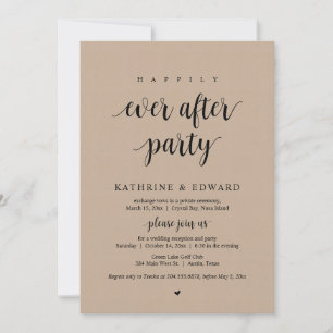 Invitación Huida de boda, Fiesta Feliz para Siempre, Kraft