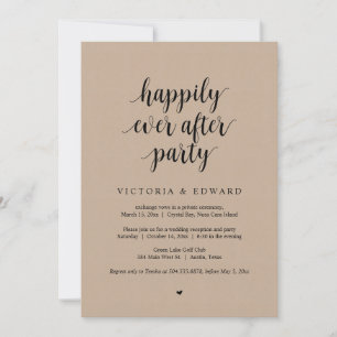 Invitación Huida de boda, Fiesta Feliz para Siempre, kraft