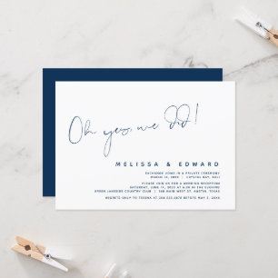 Invitación Huida de boda, Oh sí, lo hicimos, Azul Marino
