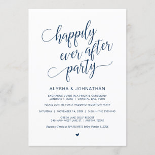 Invitación Huida de boda, Sencillo y elegante azul marino,