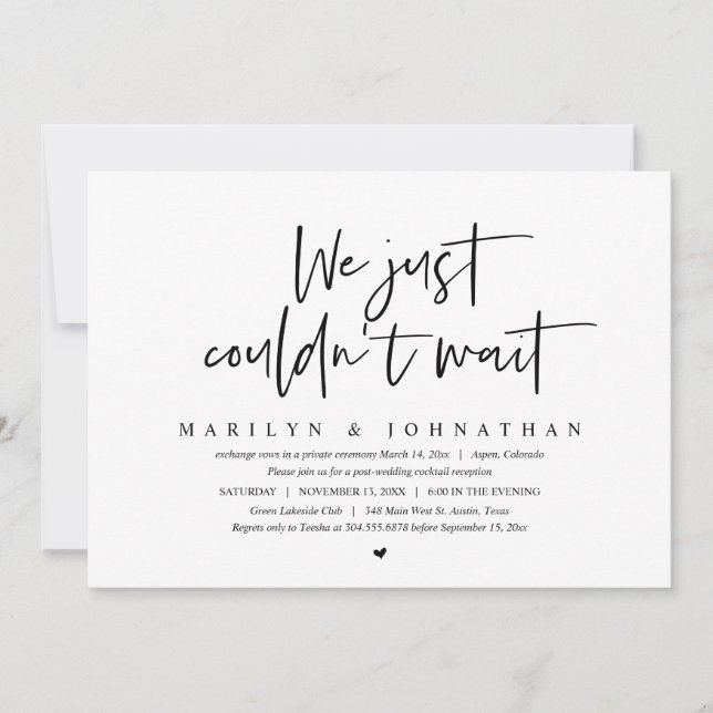 Invitación Huida de boda, simplemente no podíamos esperar Inv (Anverso)