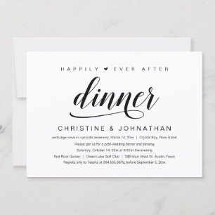 Invitación Huida de la Boda, Cena Felices para Siempre
