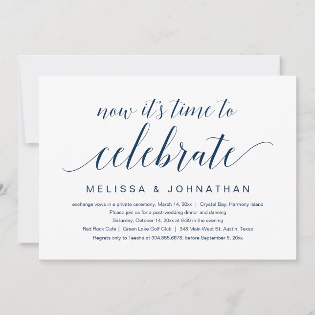 Invitación Huida de novios, Ahora es hora de celebrar Invi (Anverso)