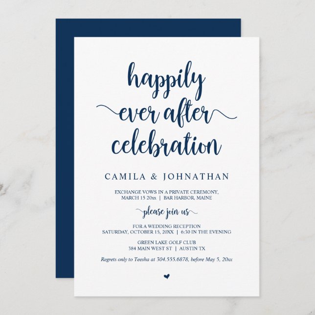 Invitación Huida de novios, Celebración de Felices para Siemp (Anverso / Reverso)
