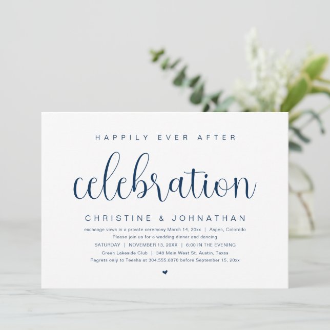 Invitación Huida de Novios, Celebración Feliz para Siempre (Anverso de pie)
