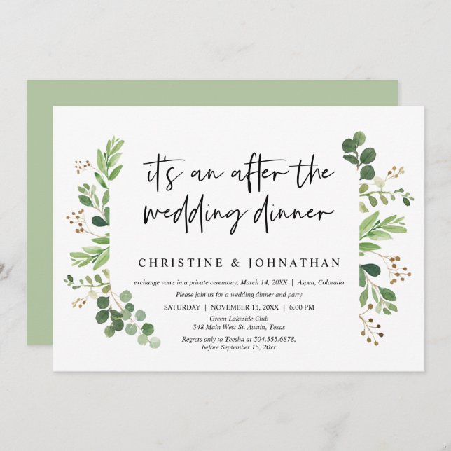 Invitación Huida de novios, después de la cena de bodas (Anverso / Reverso)