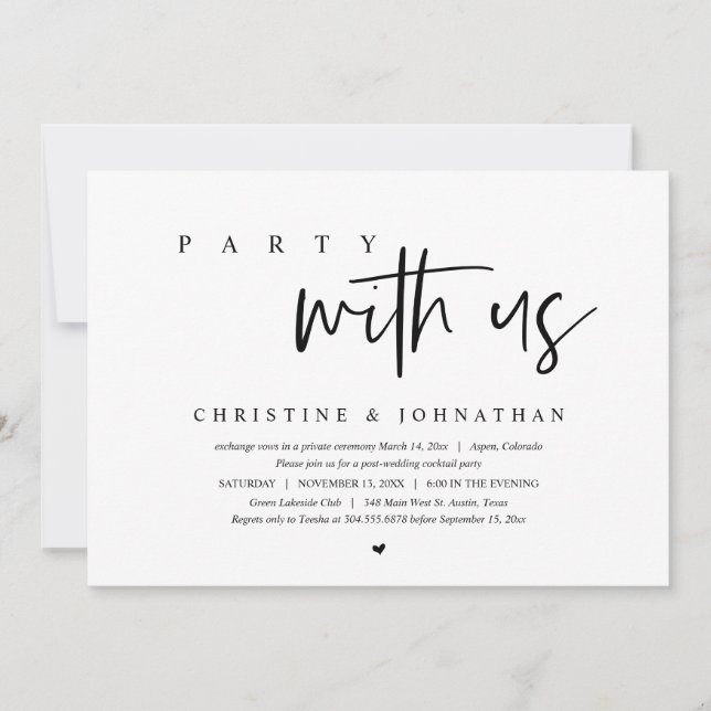 Invitación Huida de novios, fiesta con nosotros (Anverso)