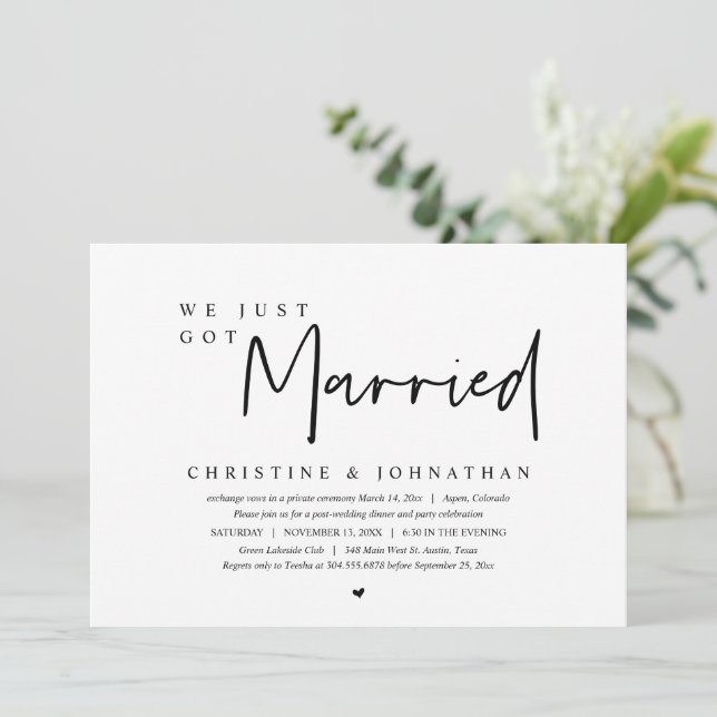 Invitación Huida de novios, nos acabamos de casar (Anverso de pie)