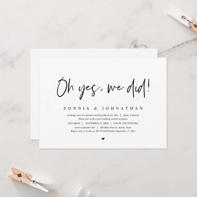 Invitación Huida de novios, Oh sí, lo hicimos (Anverso/Reverso In Situ)