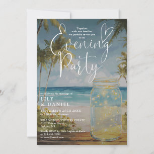 Invitación Huida Elegante Playa Tarro de Mason Noche Fiesta