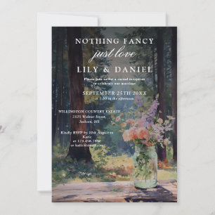 Invitación Huida Rústico Bosque Floral Frasco de Mason Boda