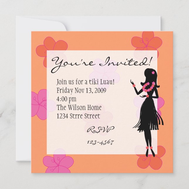 Invitación Hula Blooms (Anverso)