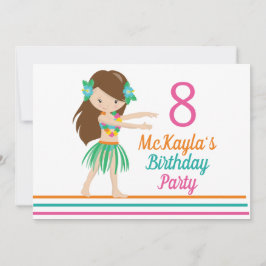 Invitación Hula Chica Cute Personalizado Luau