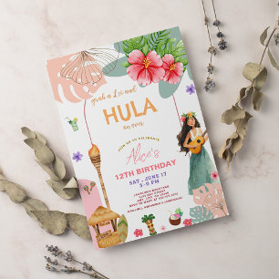 Invitación Hula hawaiana de verano tropical en cumpleaños