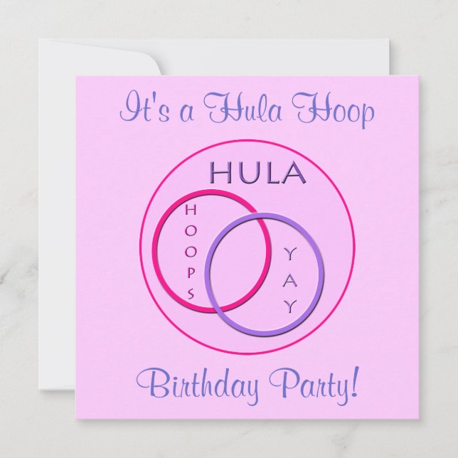 Invitación Hula Hoop Niños Púrpura Rosa Fiesta de Cumpleaños (Anverso)
