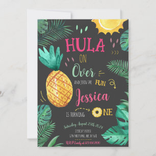Invitación Hula Tropical En Más Del Primer Cumpleaños