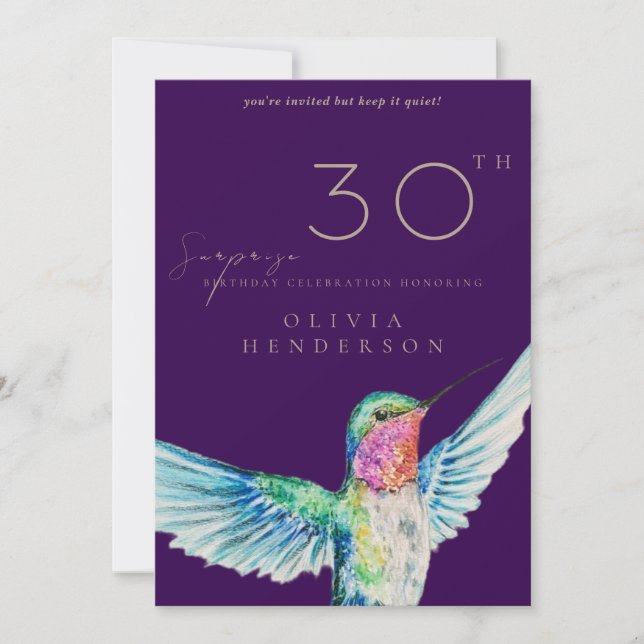Invitación Hummingbird ANY Surprise Birthday Invitation (Anverso)