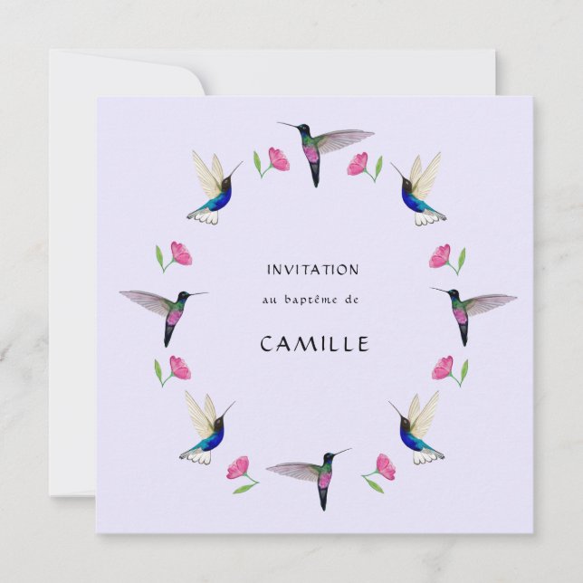 Invitación Hummingbird Baptism con foto (Anverso)