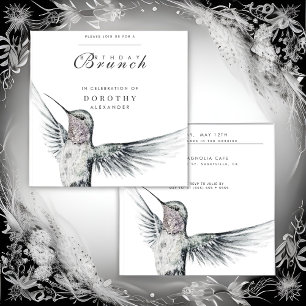 Invitación Hummingbird Brunch negro y blanco CUALQUIER cumple