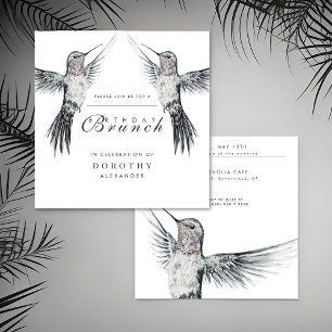 Invitación Hummingbird Brunch negro y blanco CUALQUIER cumple