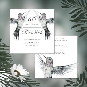 Invitación Hummingbird Brunch negro y blanco CUALQUIER cumple