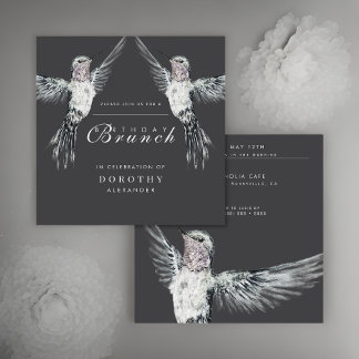 Invitación Hummingbird Brunch negro y blanco CUALQUIER cumple
