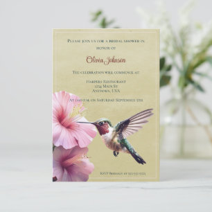 Invitación Hummingbird e Hibiscus Bridal Shower Amarilla