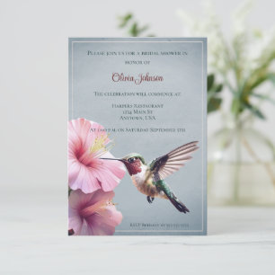 Invitación Hummingbird e Hibiscus Bridal Shower   Azul